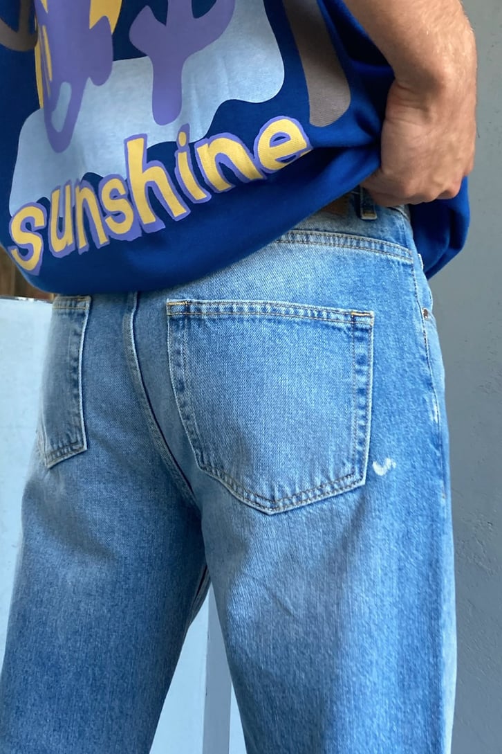Trouser Detail Buz Mavi Baggy Jean