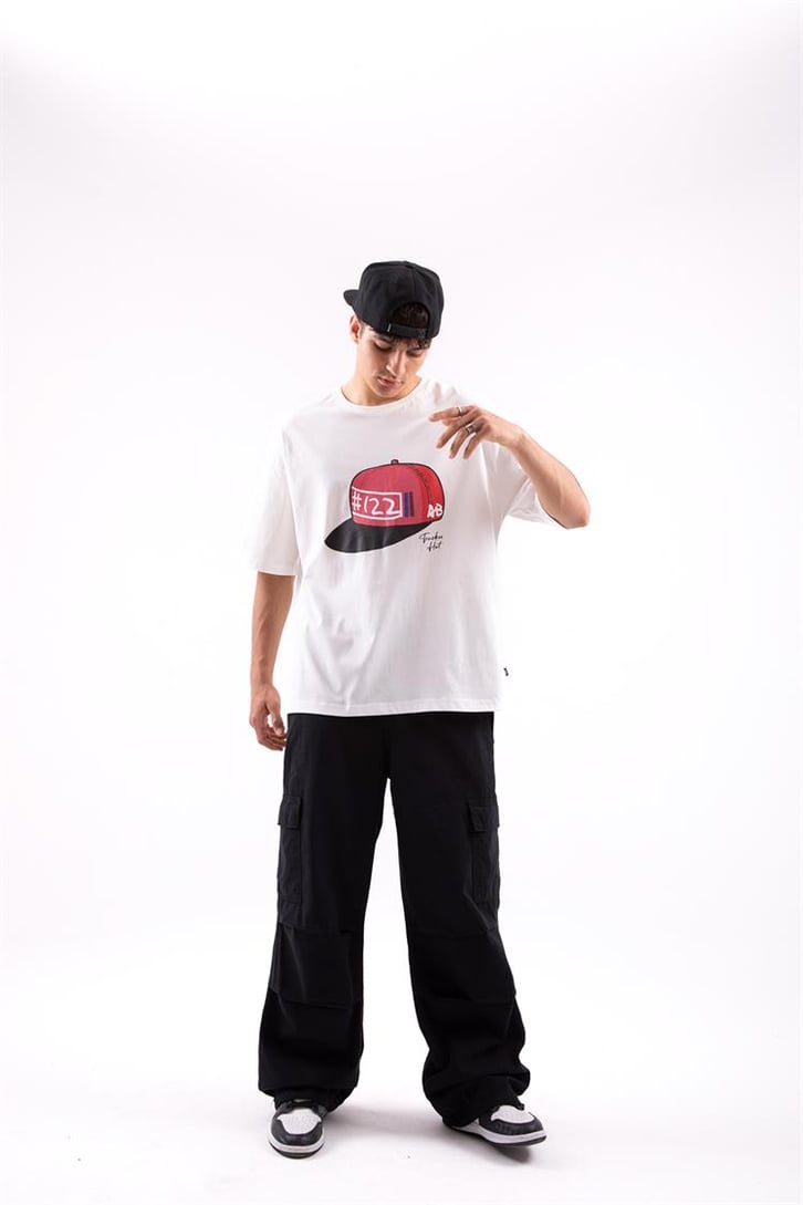 Trucker Hat Baskılı Oversize Tshirt
