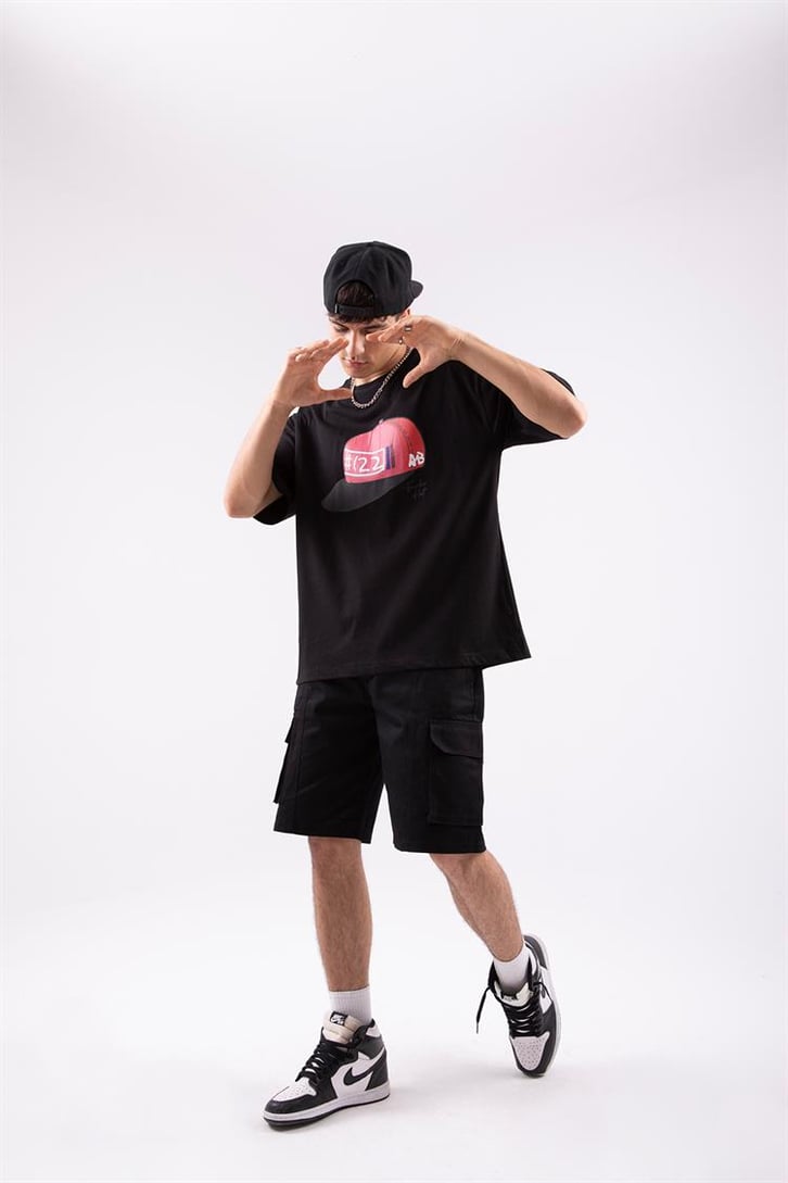 Trucker Hat Baskılı Oversize Tshirt