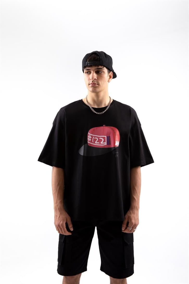 Trucker Hat Baskılı Oversize Tshirt