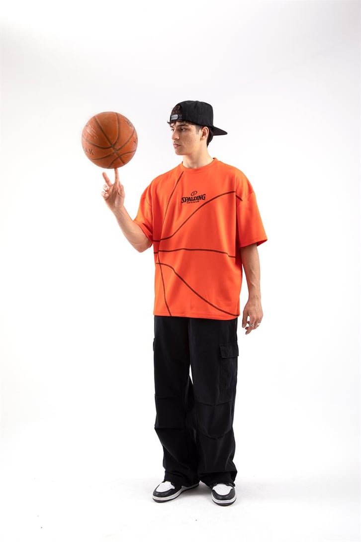 True The Game Nakışlı Turuncu Oversize Tshirt
