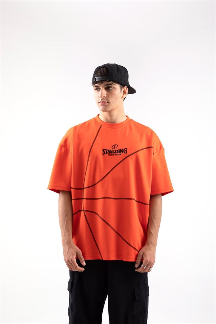 True The Game Nakışlı Turuncu Oversize Tshirt