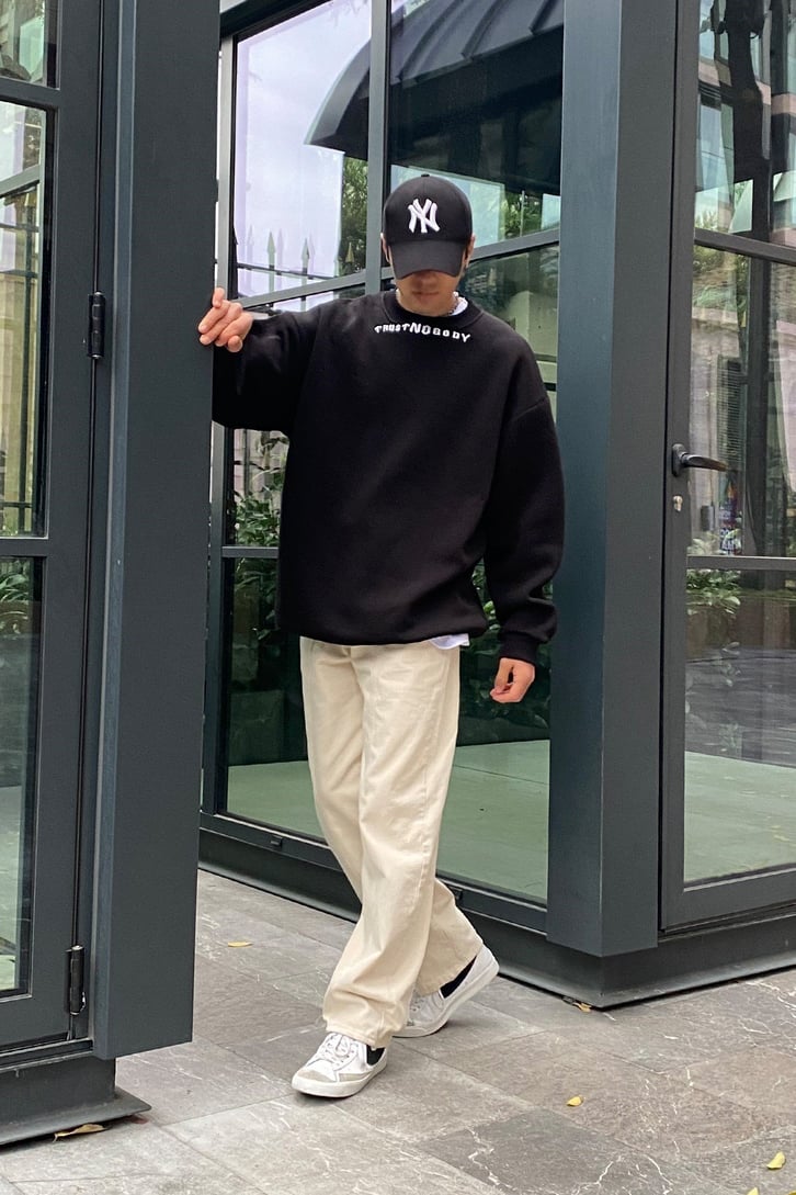 Trust No Body Premium Oversize Printed Siyah Sweatshirt
