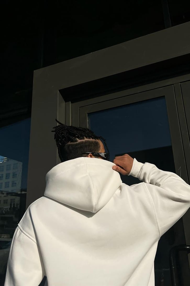 Trust No One Baskılı Beyaz İçi Pamuklu Oversize Hoodie