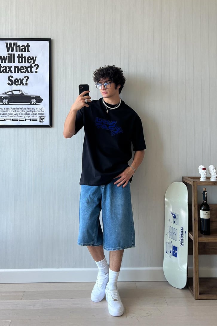 Tumble Velvet Flock Oversize Tişört