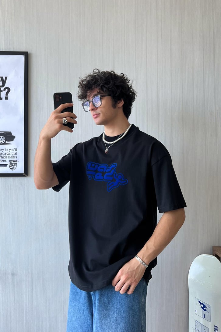 Tumble Velvet Flock Oversize Tişört