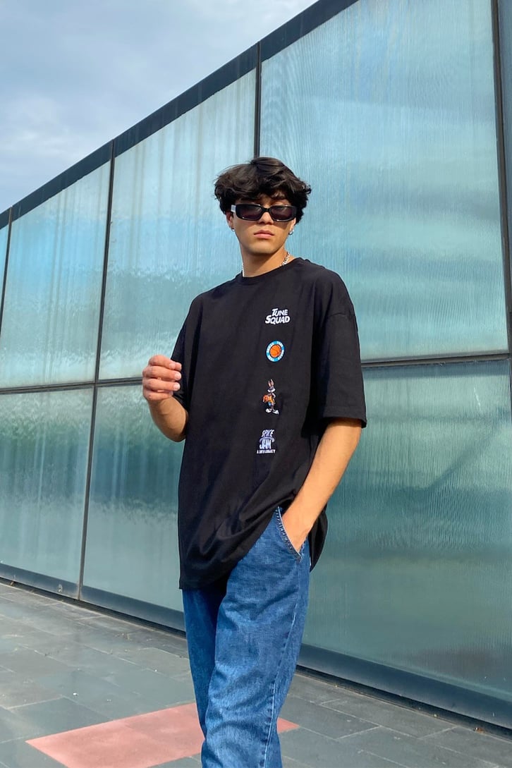 Tune Squad Siyah Oversize Tshirt