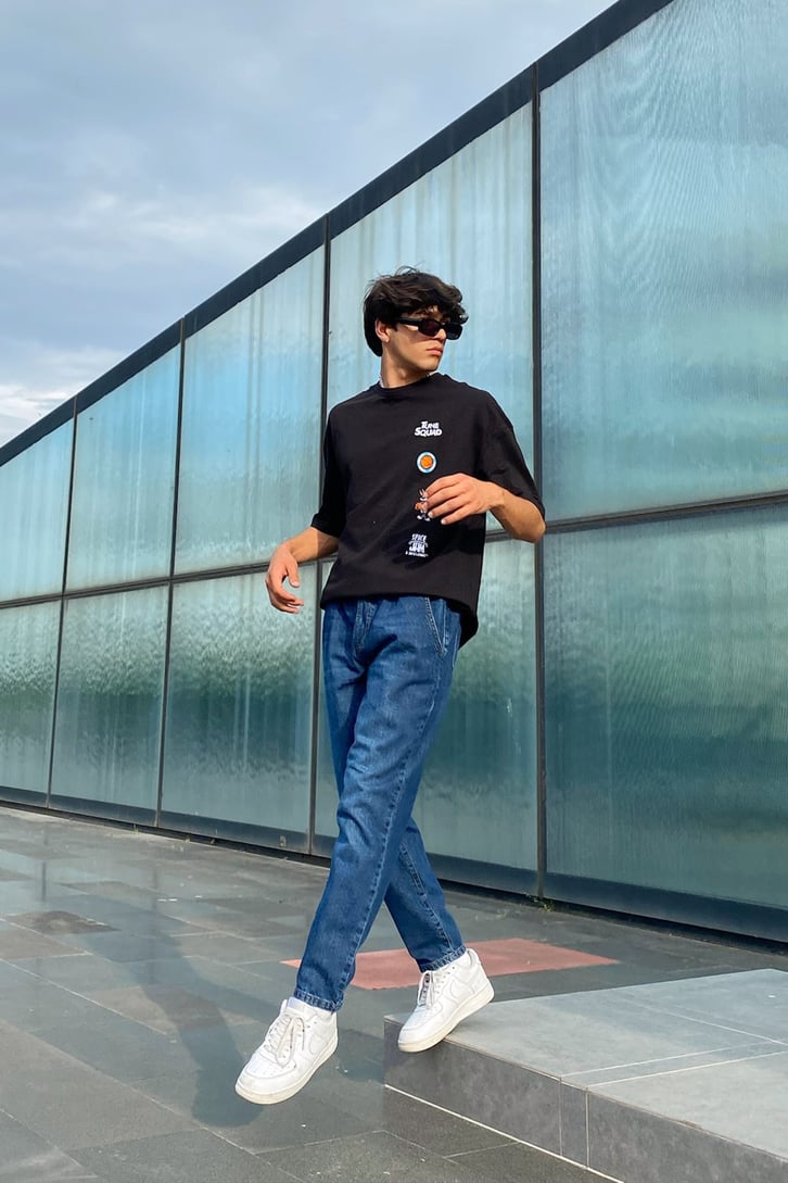 Tune Squad Siyah Oversize Tshirt