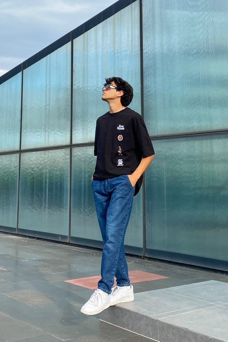 Tune Squad Siyah Oversize Tshirt