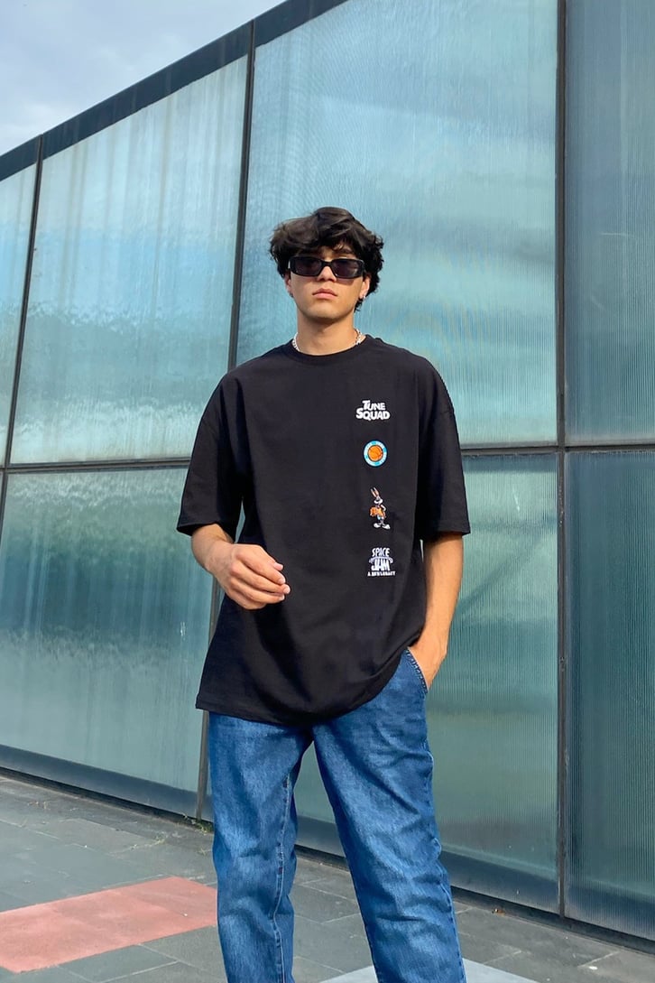 Tune Squad Siyah Oversize Tshirt