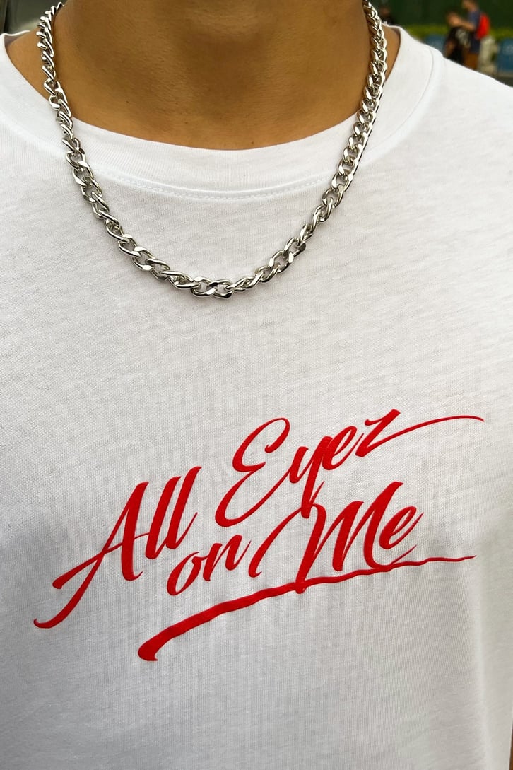 Tupac Sırt Baskılı Beyaz Oversize Tshirt