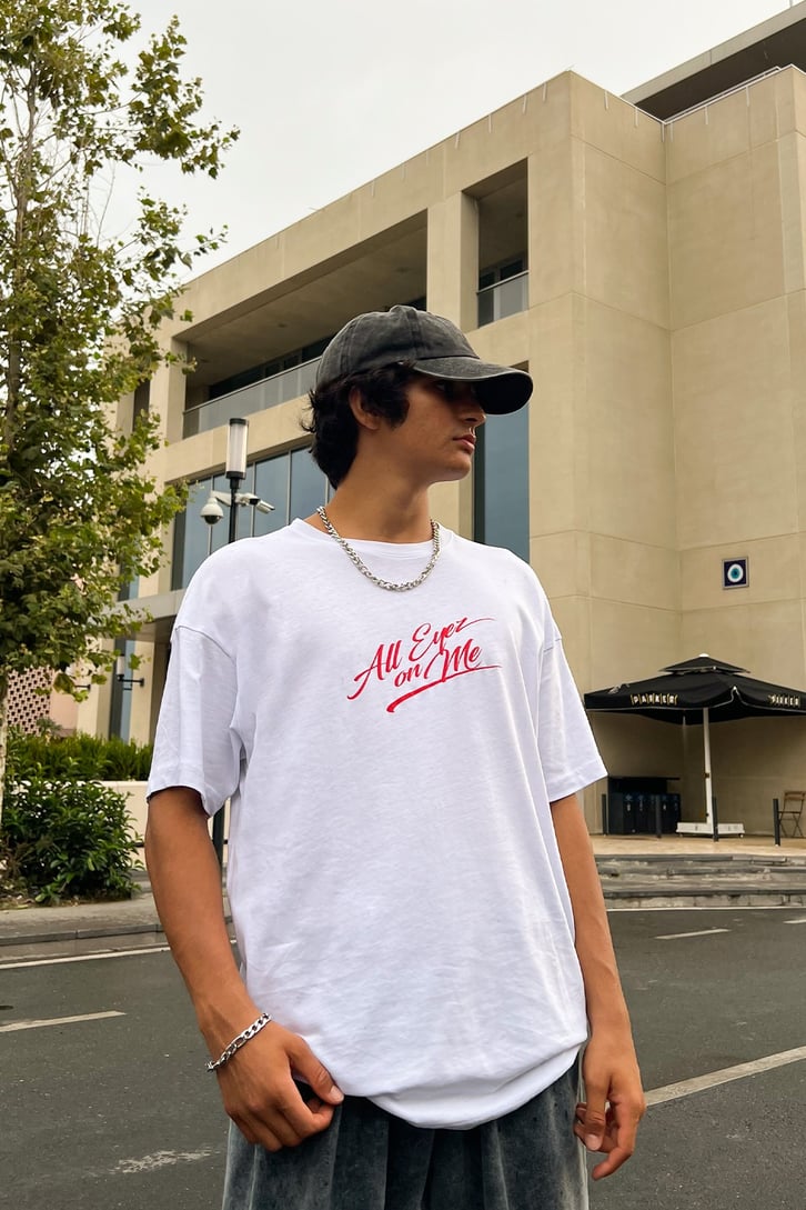 Tupac Sırt Baskılı Beyaz Oversize Tshirt