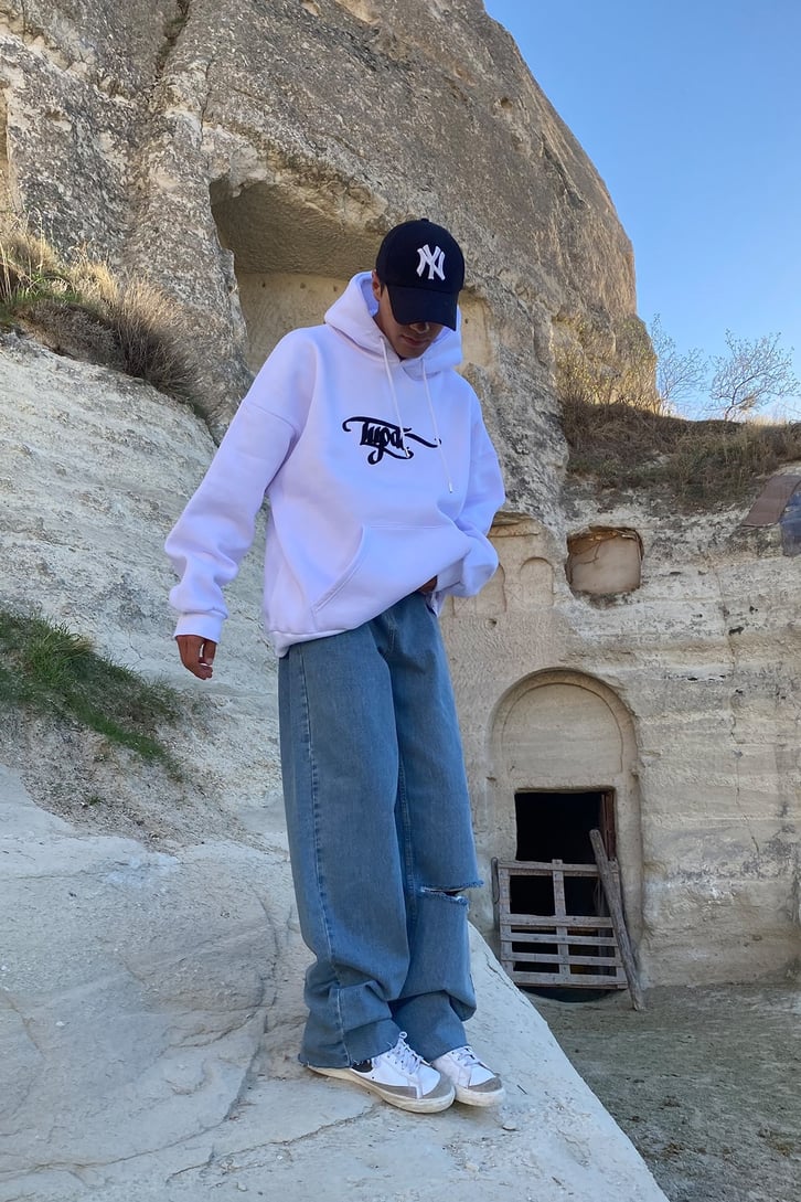 TUPAC YAZI BASKILI EXTRA OVERSIZE HOODIE