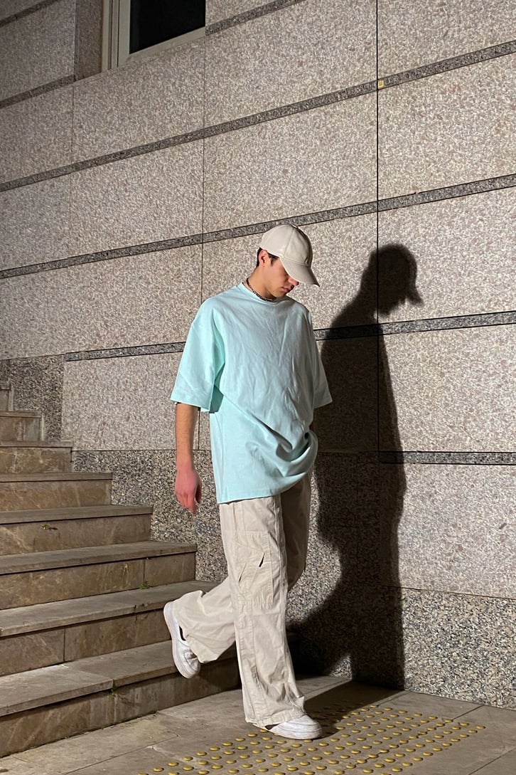 Turquoise Oversize Basic Tshirt