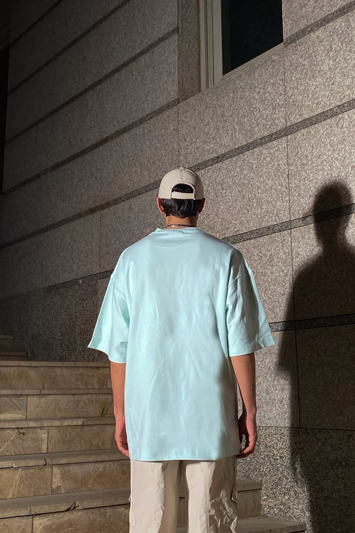 Turquoise Oversize Basic Tshirt