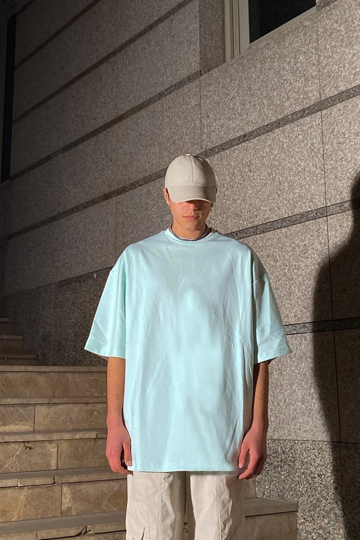 Turquoise Oversize Basic Tshirt