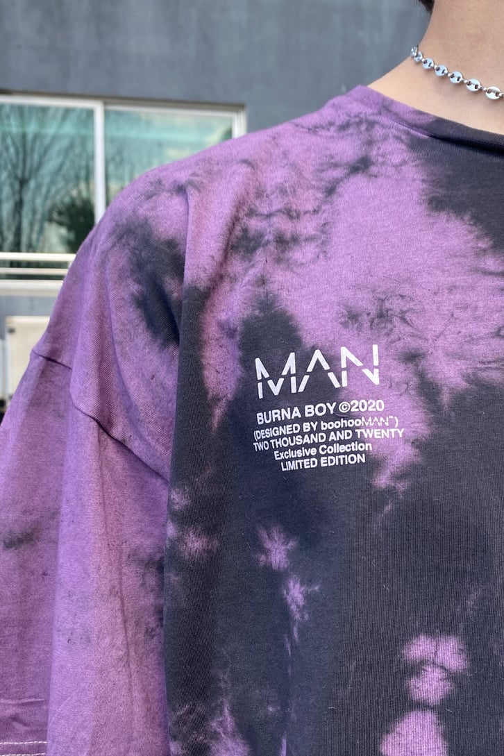 Twice As Tall Baskılı Mor Batik Oversize Tshirt