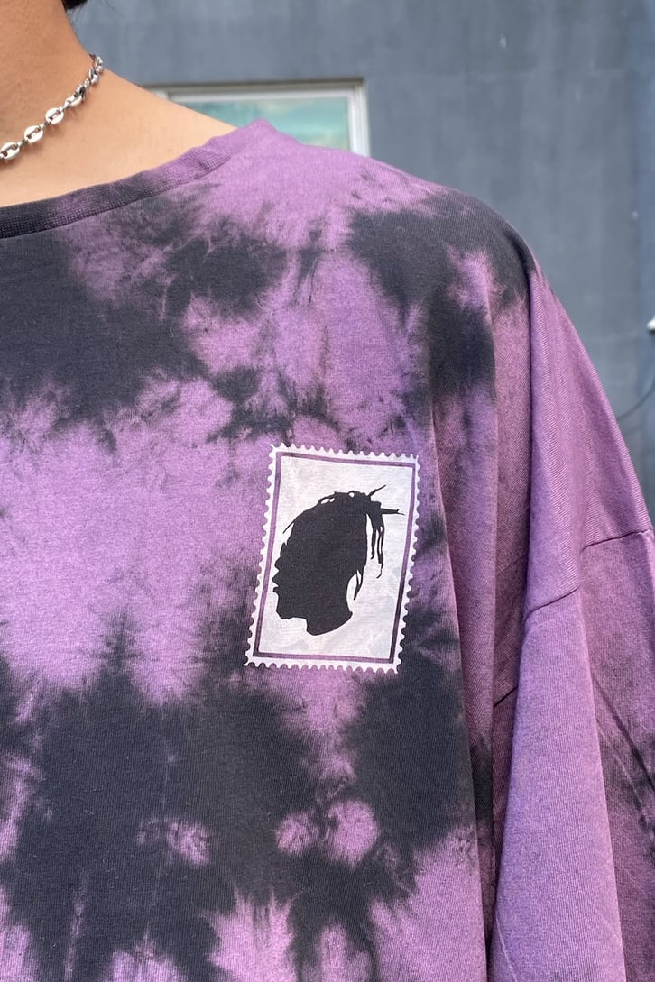 Twice As Tall Baskılı Mor Batik Oversize Tshirt