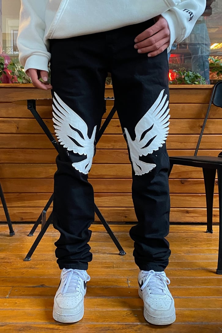Twin Birds Patchwork Losse Fit Jean