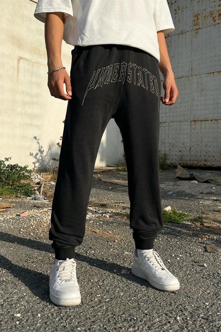 Undertated Baskılı Koyu Gri Zipper Eşofman Takımı