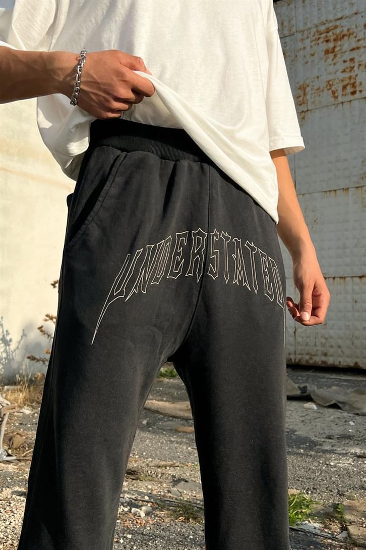 Undertated Baskılı Koyu Gri Zipper Eşofman Takımı