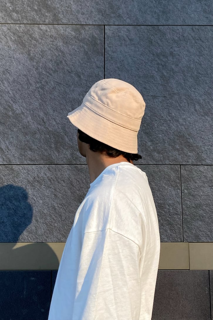 Unisex Bej Bucket Şapka