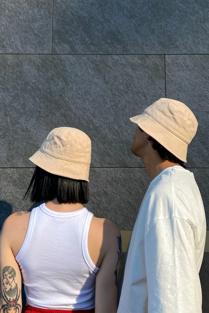 Unisex Bej Bucket Şapka