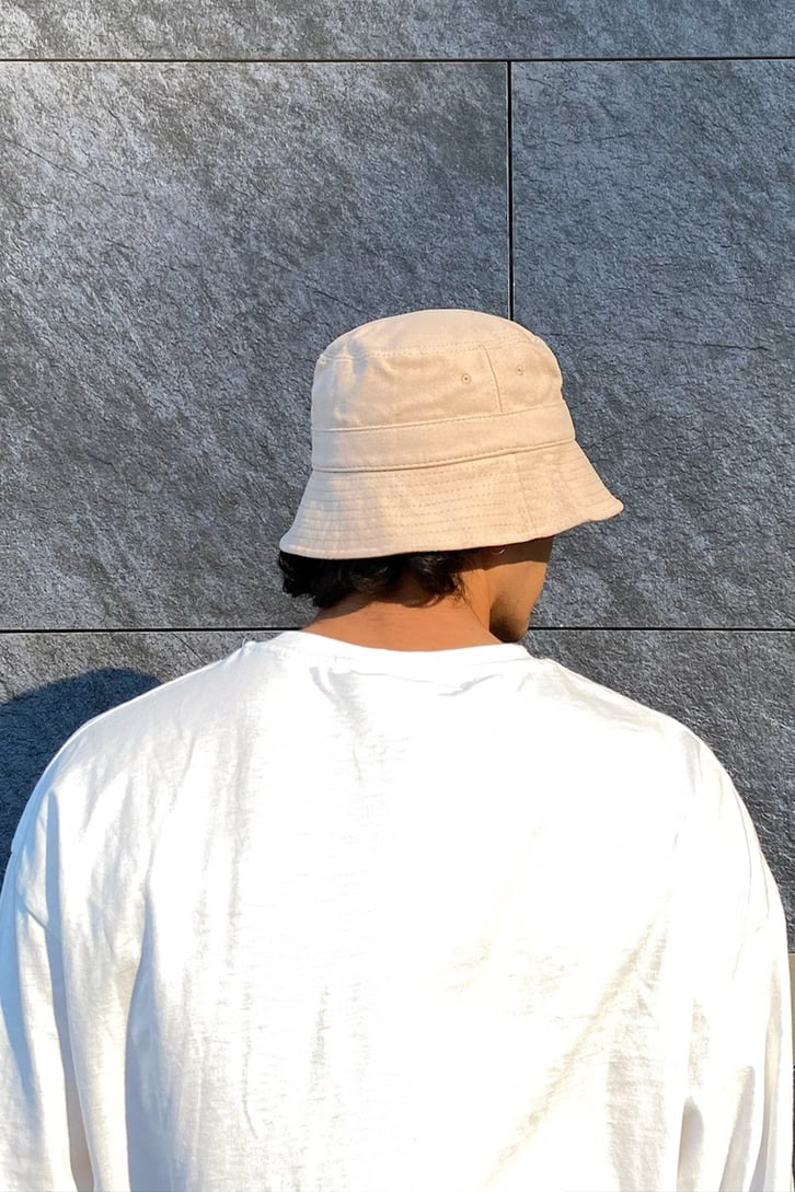 Unisex Bej Bucket Şapka