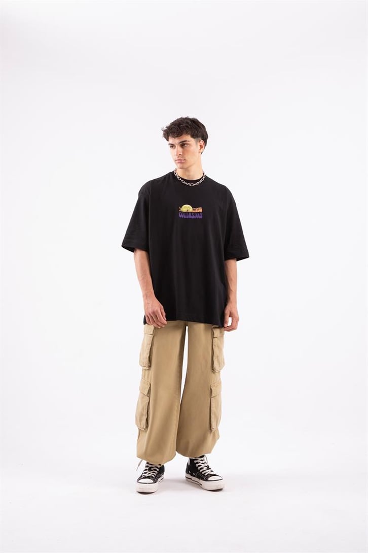 Unreality Sırt Baskılı Siyah Oversize Tshirt