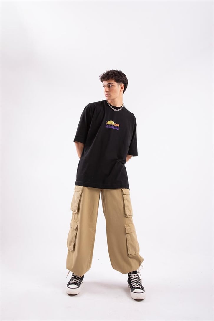 Unreality Sırt Baskılı Siyah Oversize Tshirt