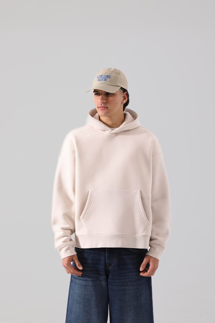 Unyıeldıngness Nakışlı Bej Oversize Hoodie