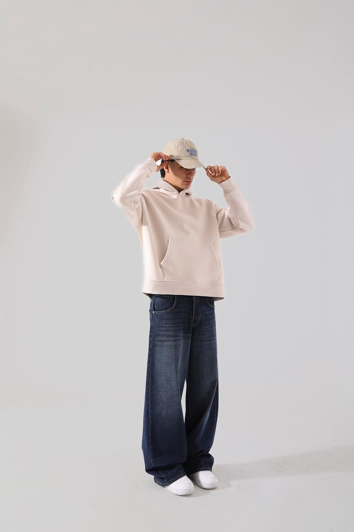 Unyıeldıngness Nakışlı Bej Oversize Hoodie