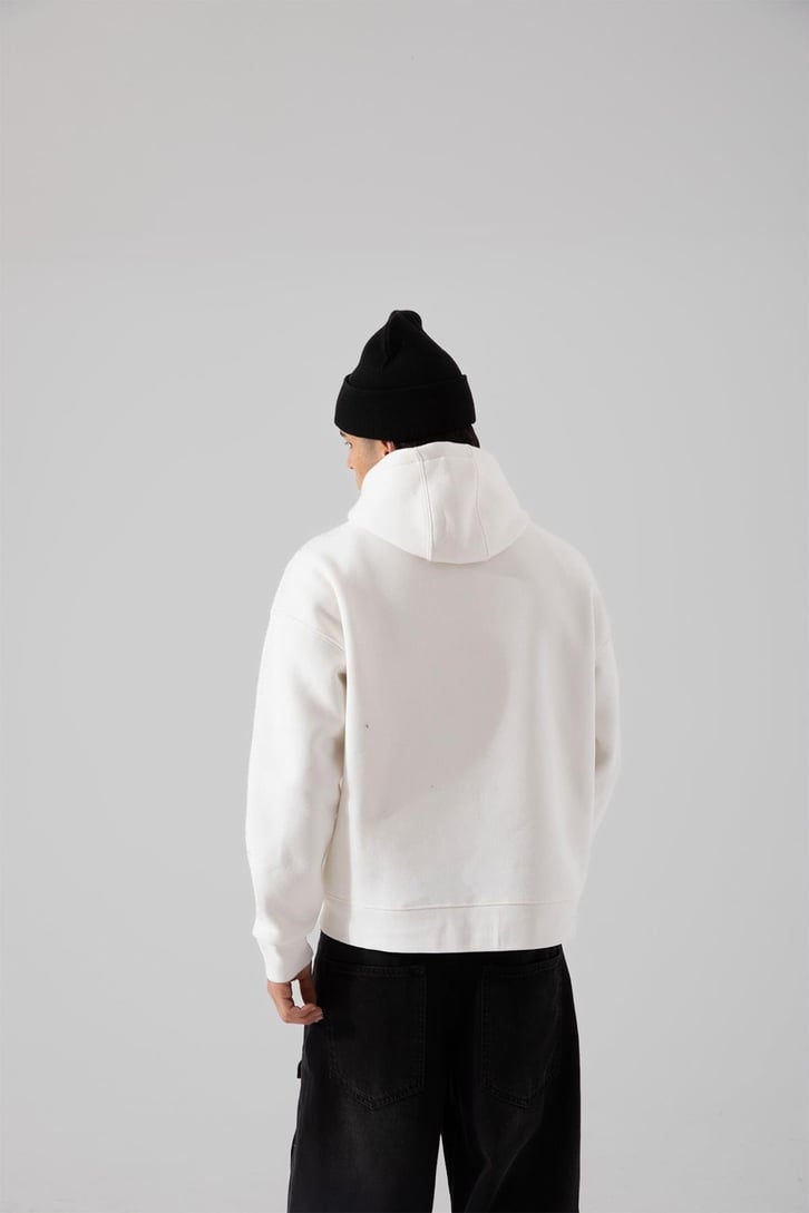 Unyıeldıngness Nakışlı Beyaz Oversize Hoodie