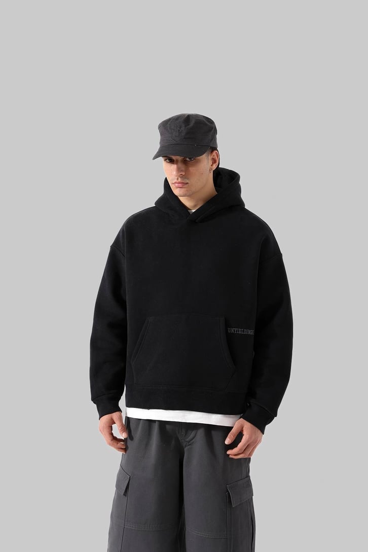 Unyıeldıngness Nakışlı Gri Oversize Hoodie
