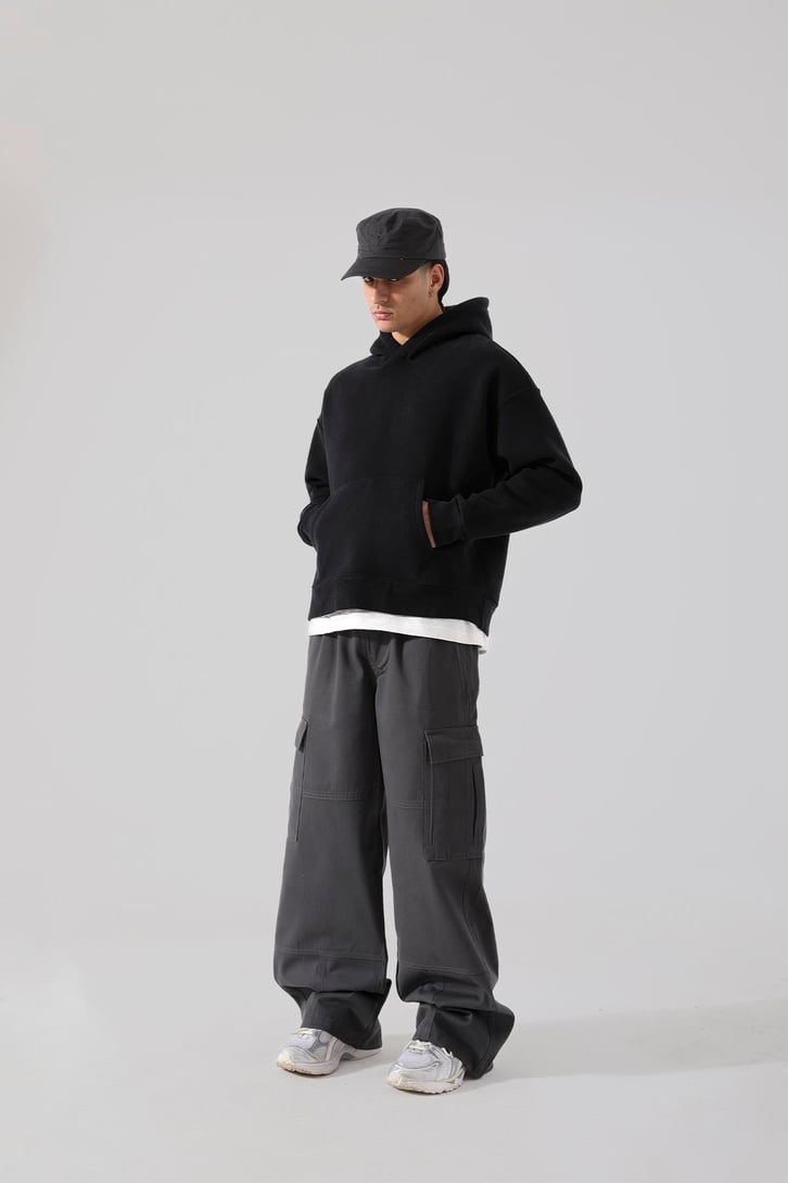 Unyıeldıngness Nakışlı Siyah Oversize Hoodie