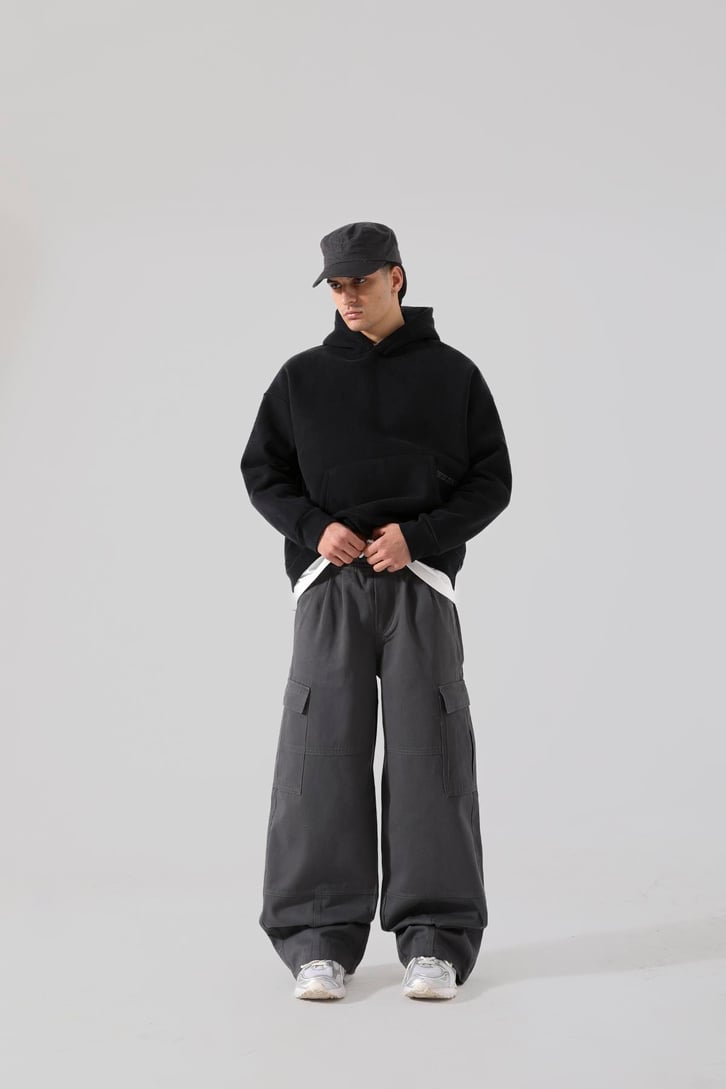 Unyıeldıngness Nakışlı Siyah Oversize Hoodie