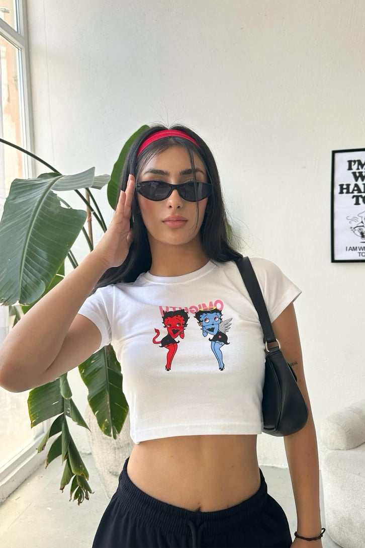 Uthgımo Baskılı Beyaz Crop