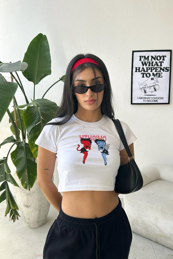 Uthgımo Baskılı Beyaz Crop