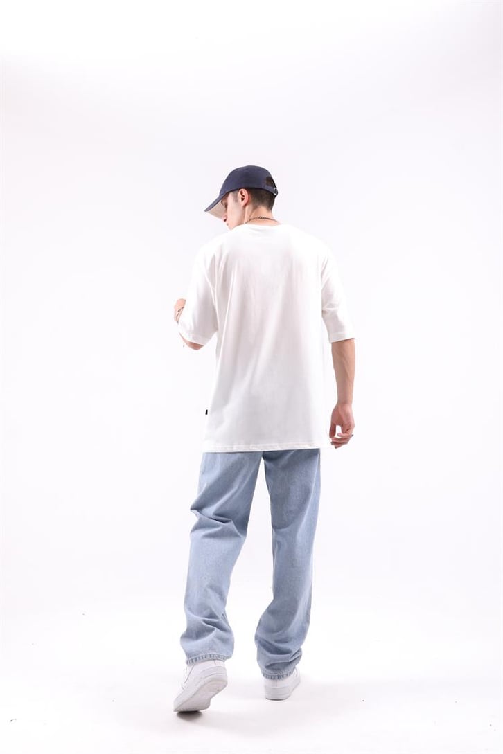 V Sytle Baskılı Oversize Tshirt