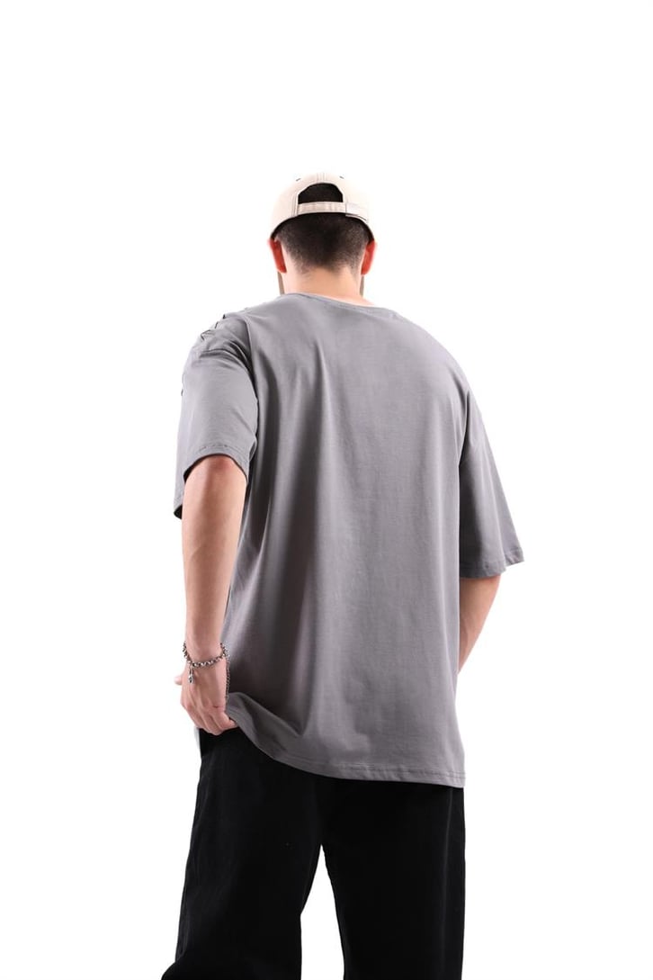 V Sytle Baskılı Oversize Tshirt