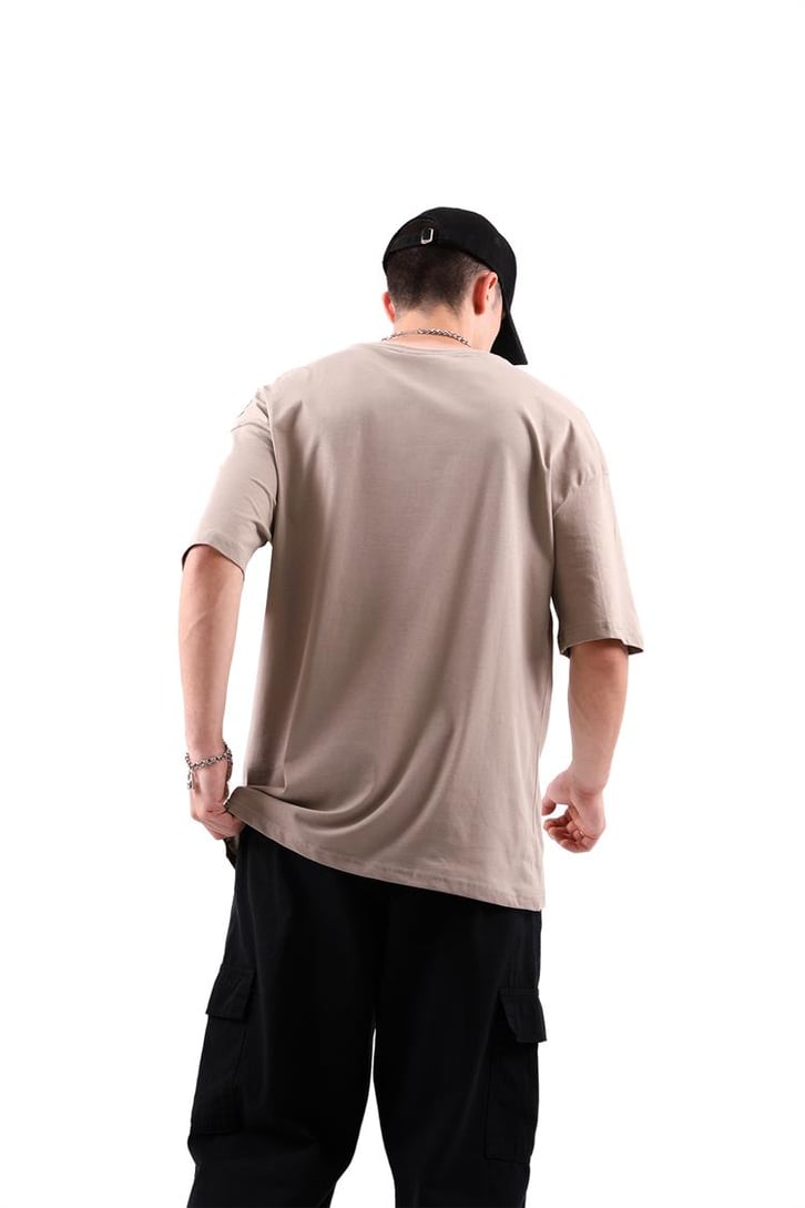 V Sytle Baskılı Oversize Tshirt