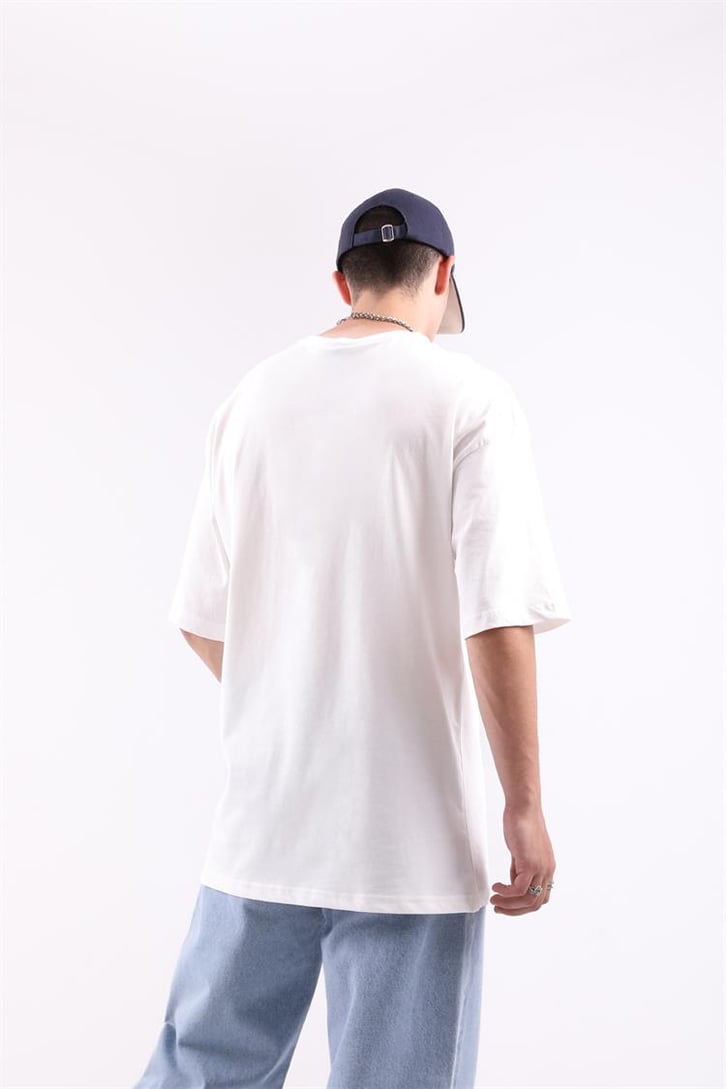 V Sytle Baskılı Oversize Tshirt