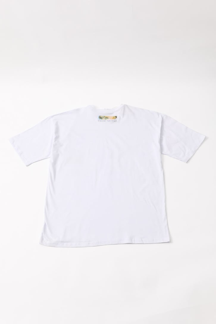 Van Gogh Baskılı Beyaz Oversize Tshirt