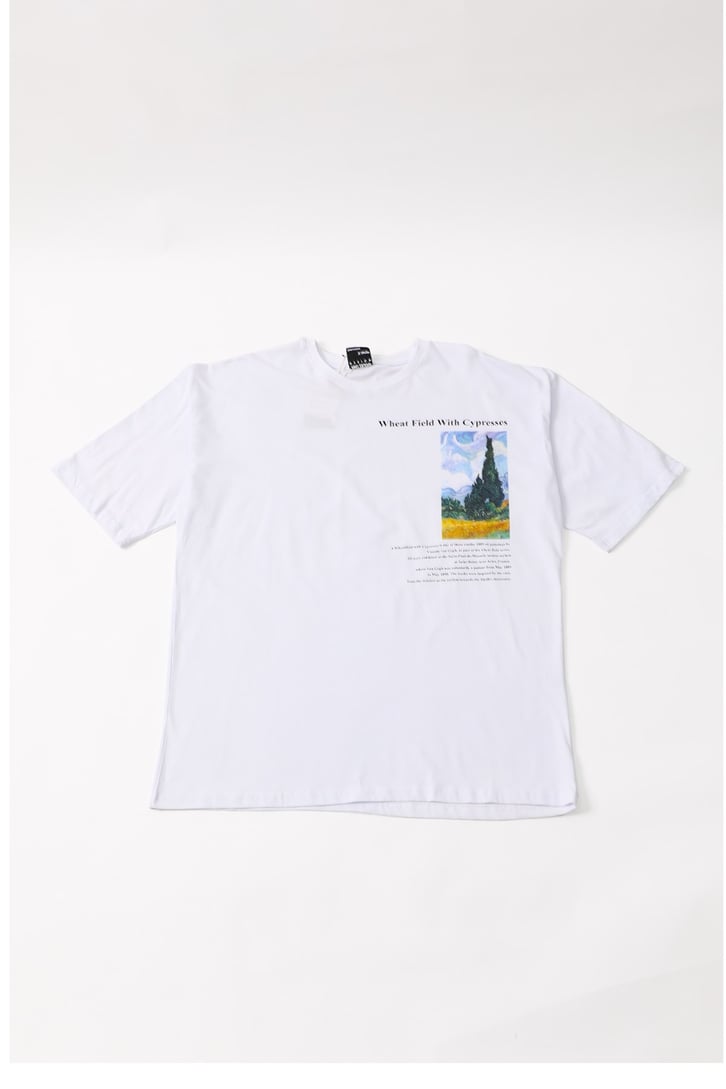 Van Gogh Baskılı Beyaz Oversize Tshirt