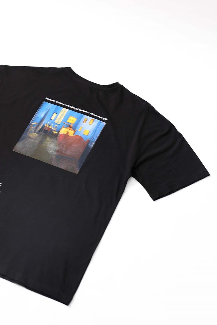 Van Gogh Sırt Baskılı Siyah Oversize Tshirt