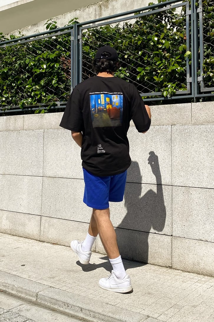 Van Gogh Sırt Baskılı Siyah Oversize Tshirt