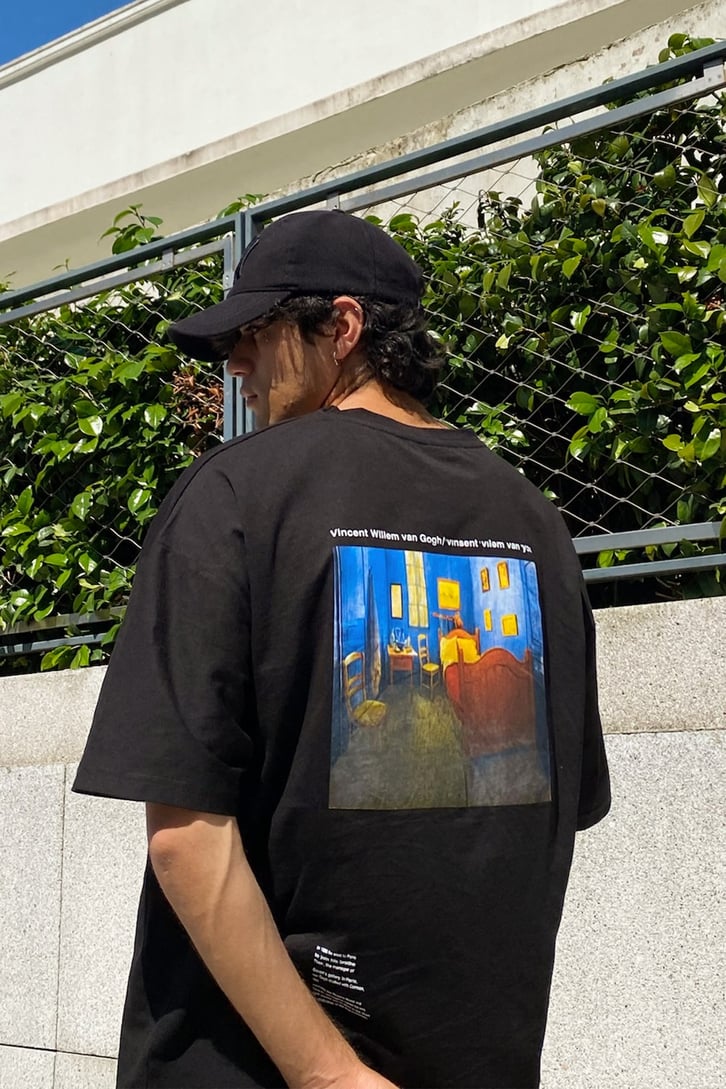 Van Gogh Sırt Baskılı Siyah Oversize Tshirt