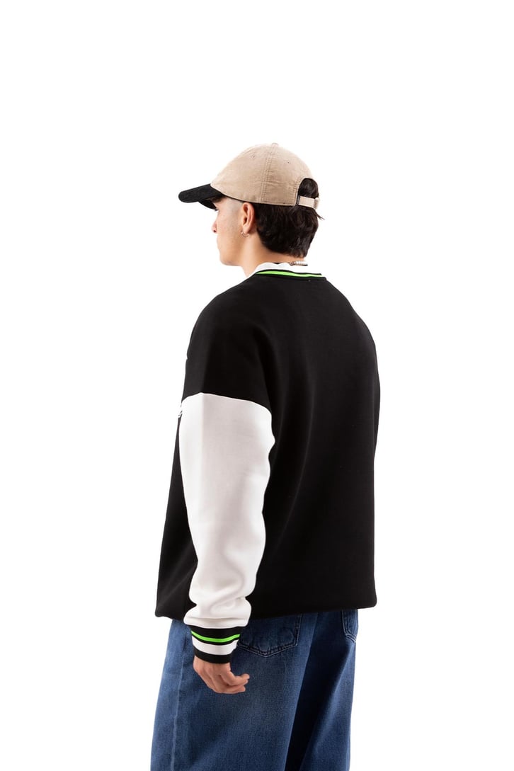 Varsity Nakışlı Collage Siyah Sweatshirt