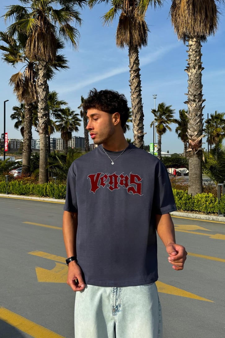 Vegas Taş İşlemeli Oversize Tişört