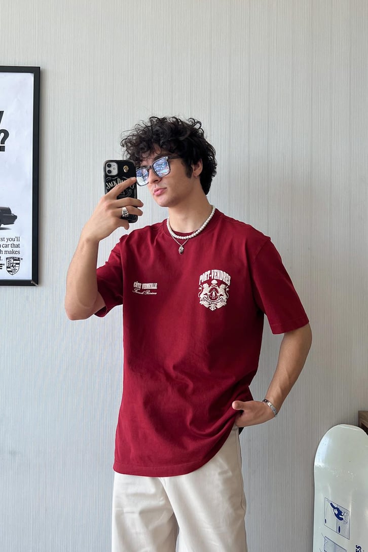 Venders Lions Baskılı Oversize Tişört